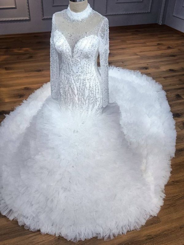 mermaid wedding gown with ruffles